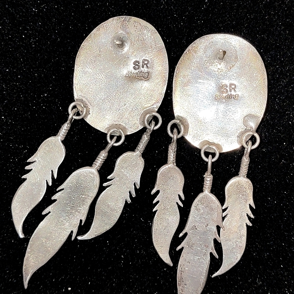 NAVAJO Sterling Silver Earrings - Picture 3 of 8